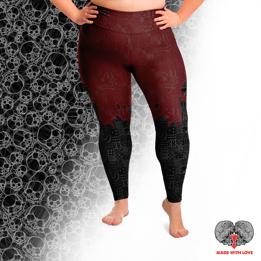 Goth Plus Size Leggings, Ruby freehand doodle style - NeoSkull