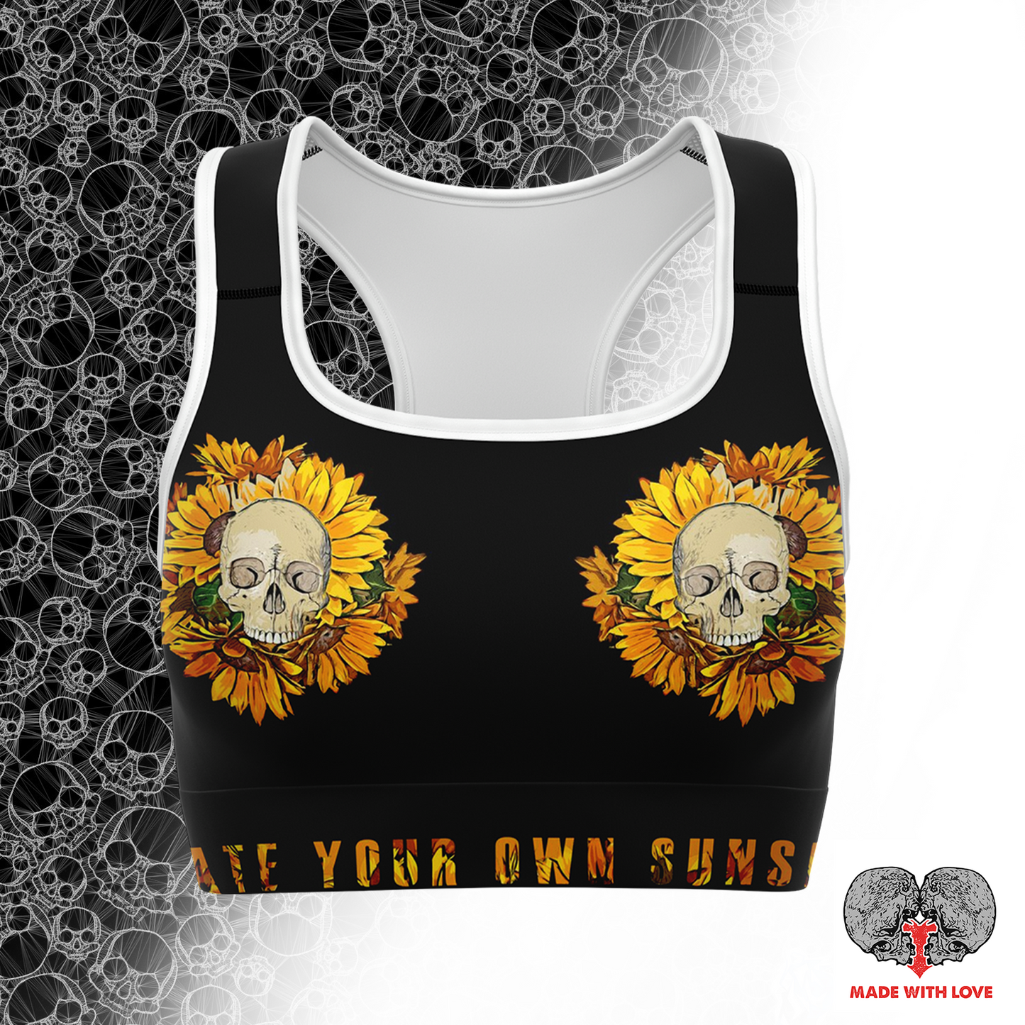 Sunflower Skull Sports Bra - NeoSkull