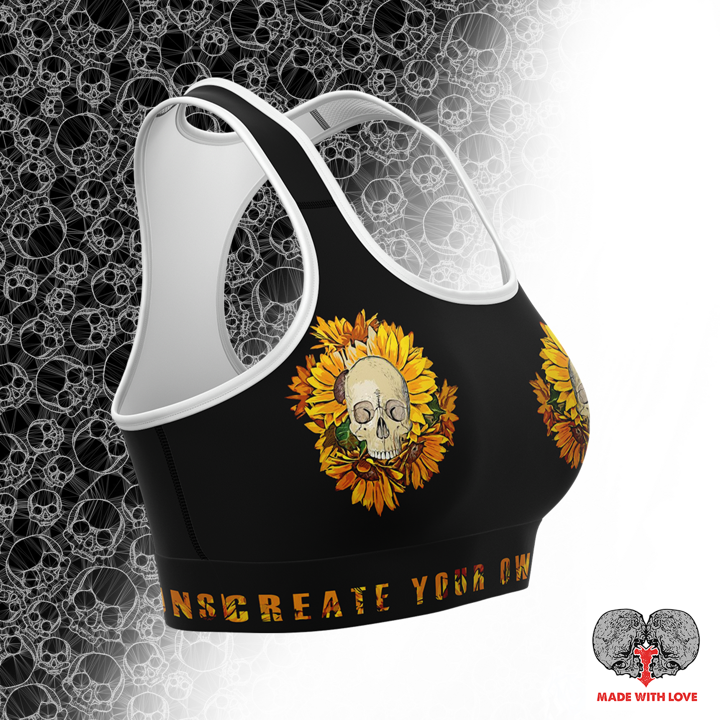 Sunflower Skull Sports Bra - NeoSkull