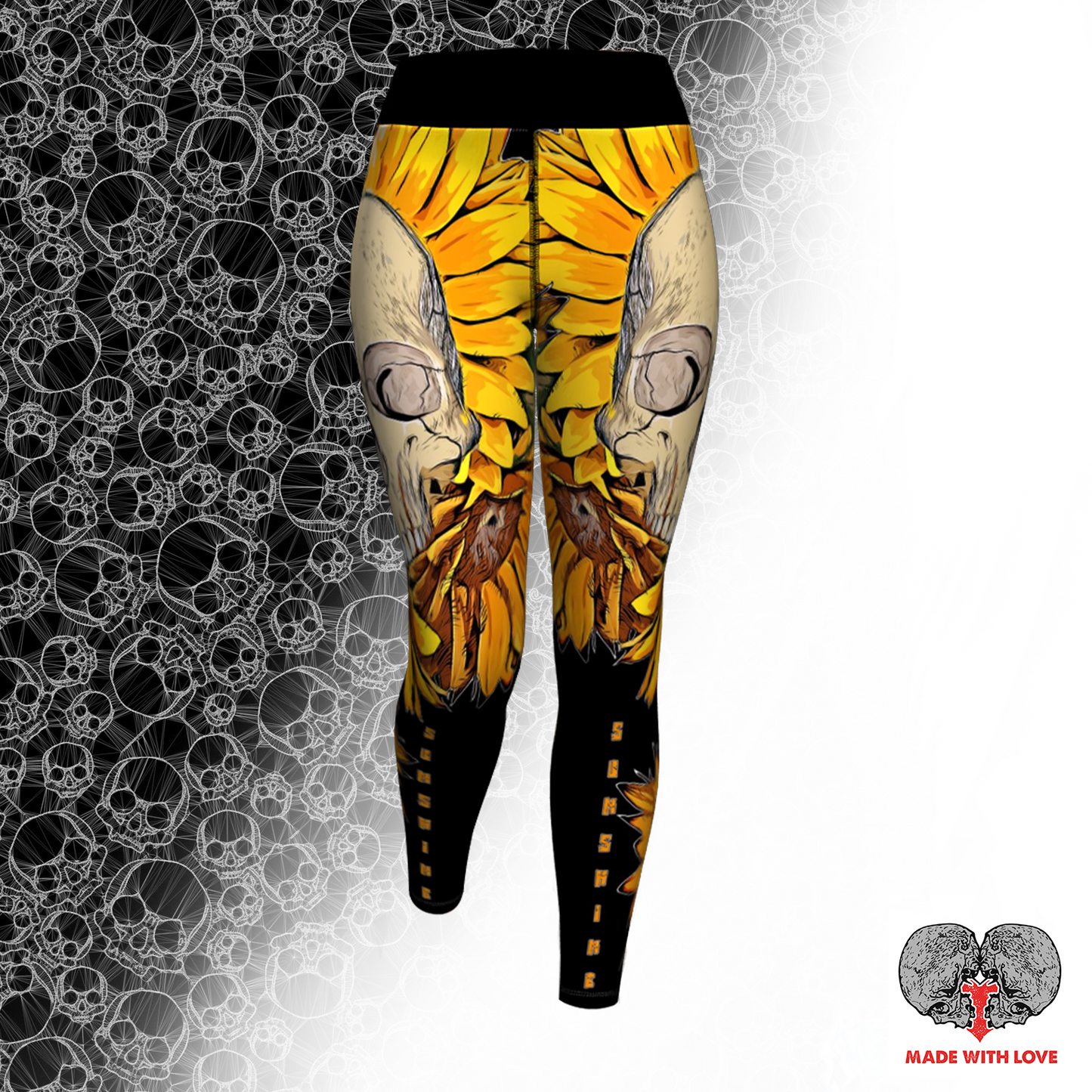 Sunflowers Skull Sunshine Yoga Leggings - NeoSkull