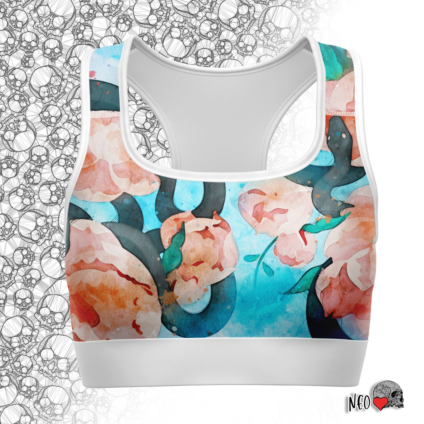 watercolor flowers and snake design