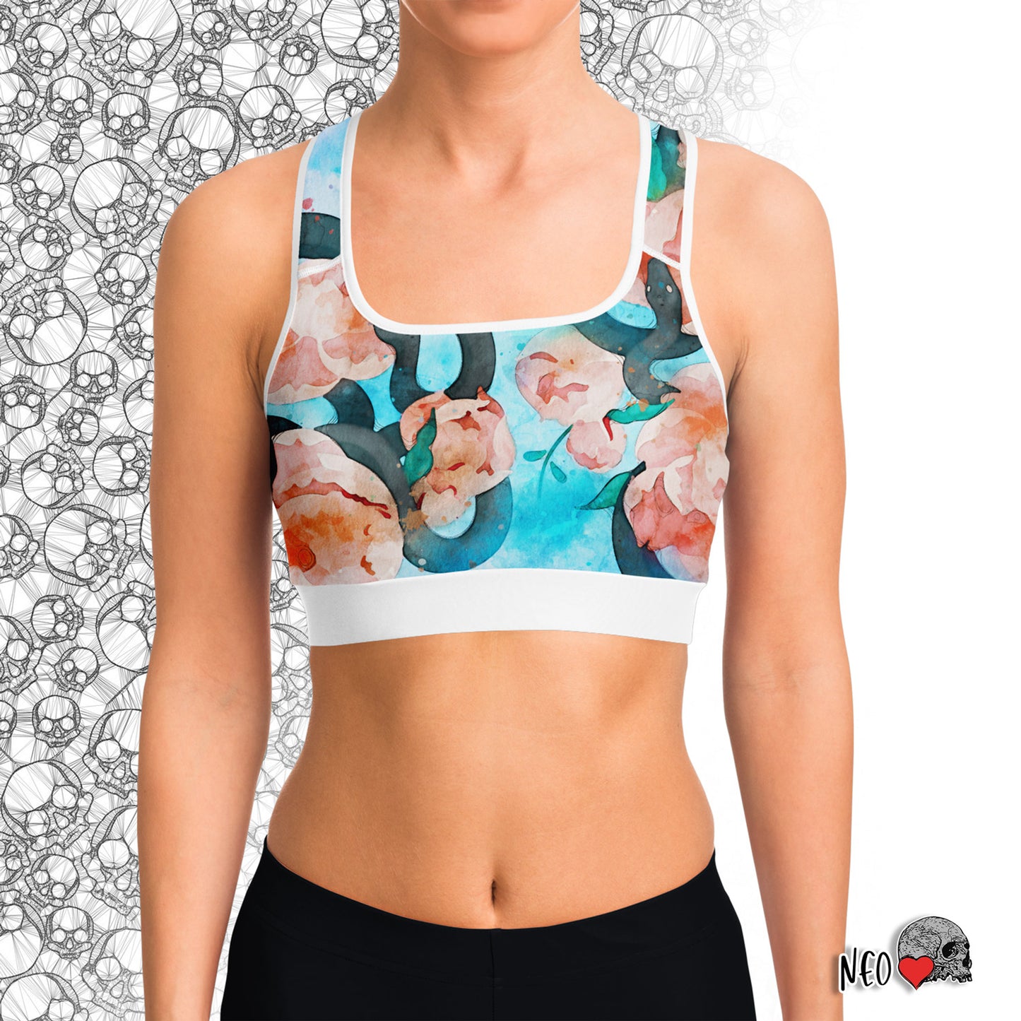 Snakes and Peonies Sport Bra - NeoSkull