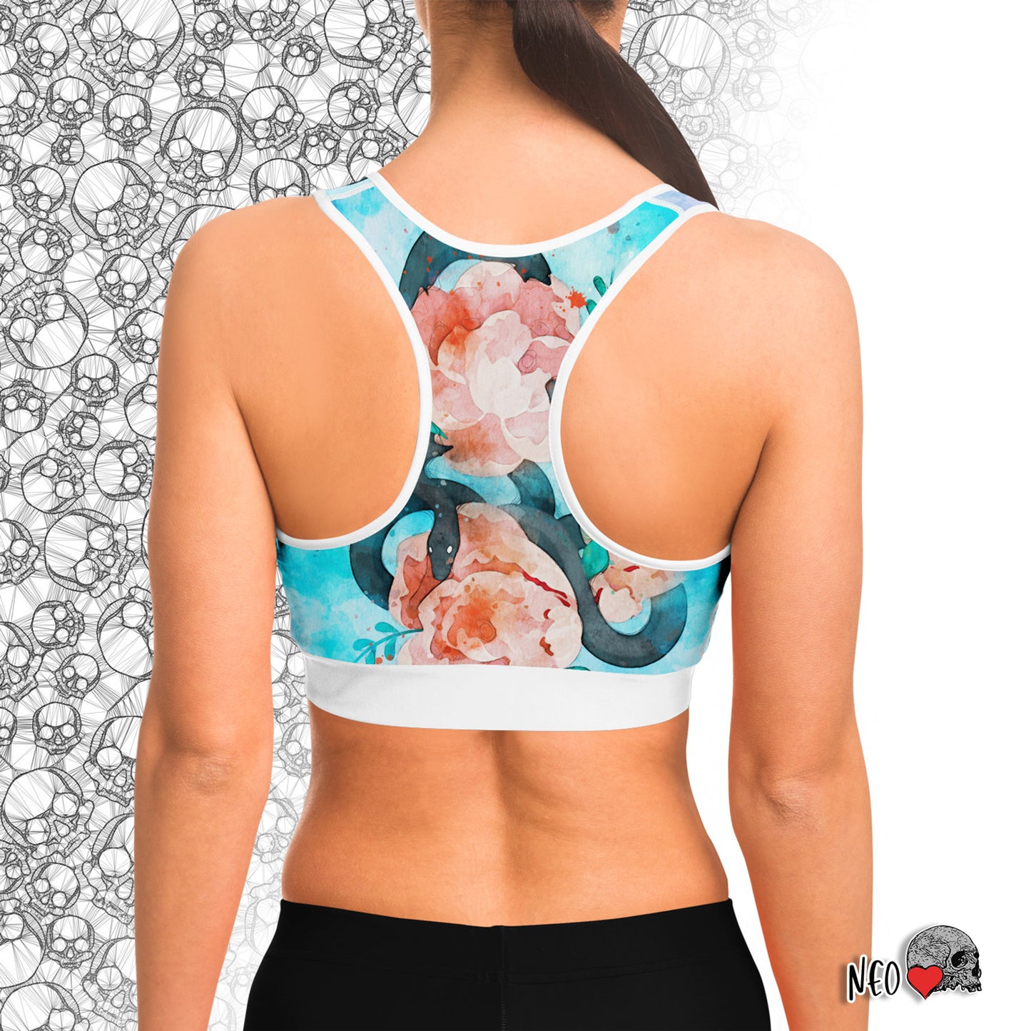 Snakes and Peonies Sport Bra - NeoSkull