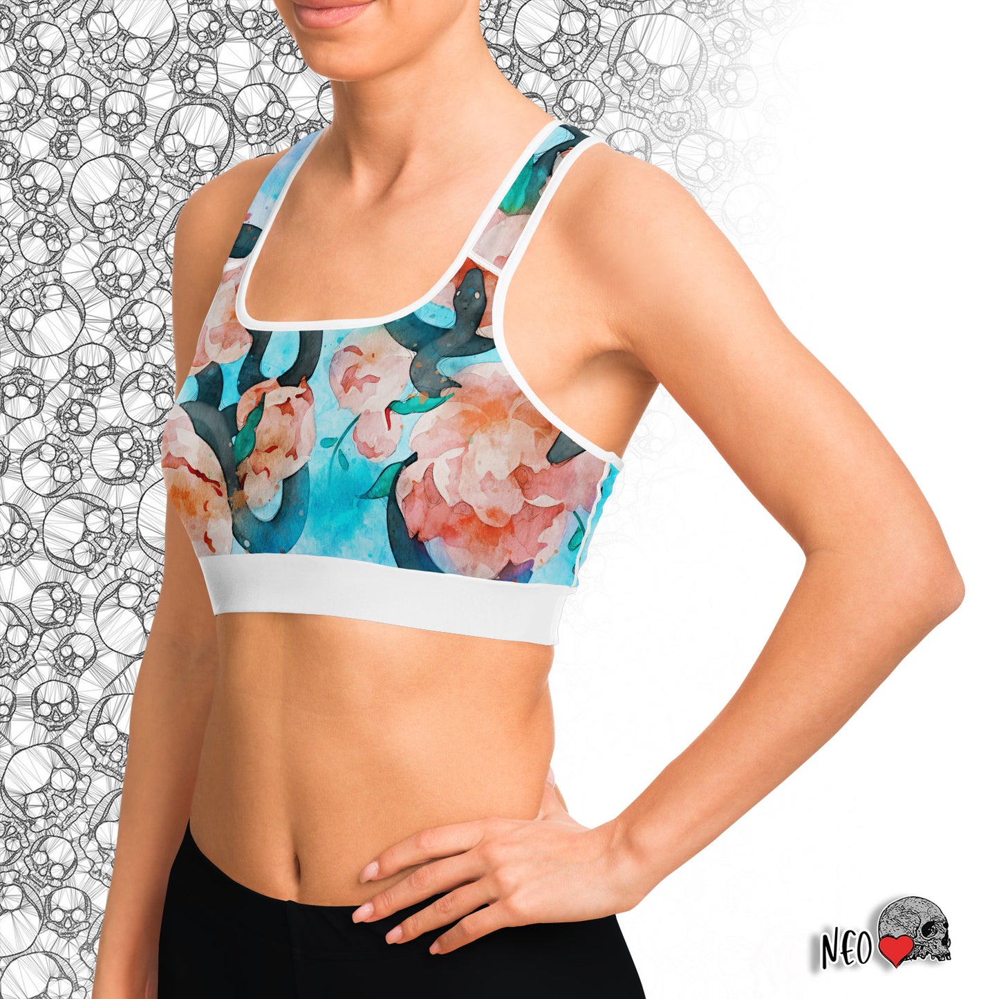 Snakes and Peonies Sport Bra - NeoSkull