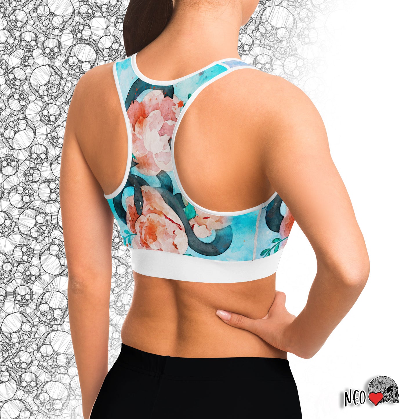 Snakes and Peonies Sport Bra - NeoSkull