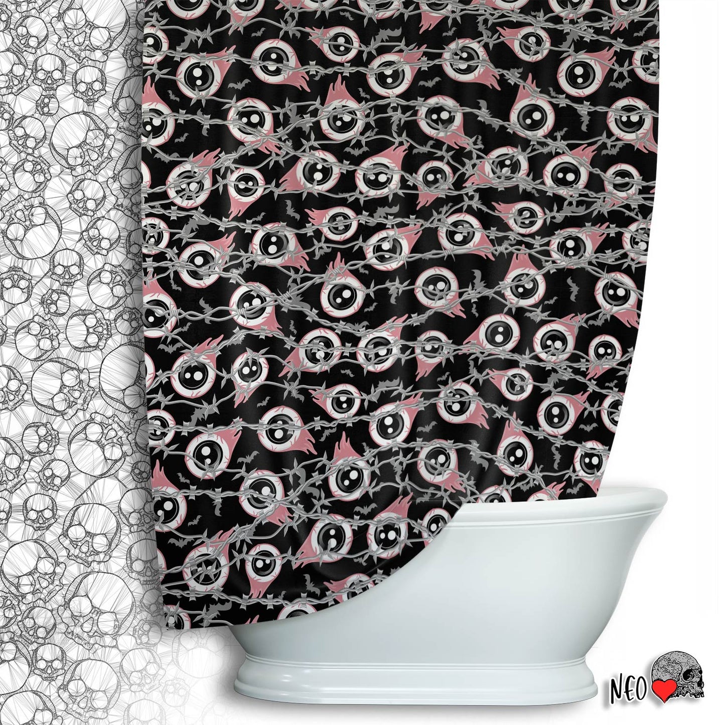 spooky eyes shower curtains - neoskull