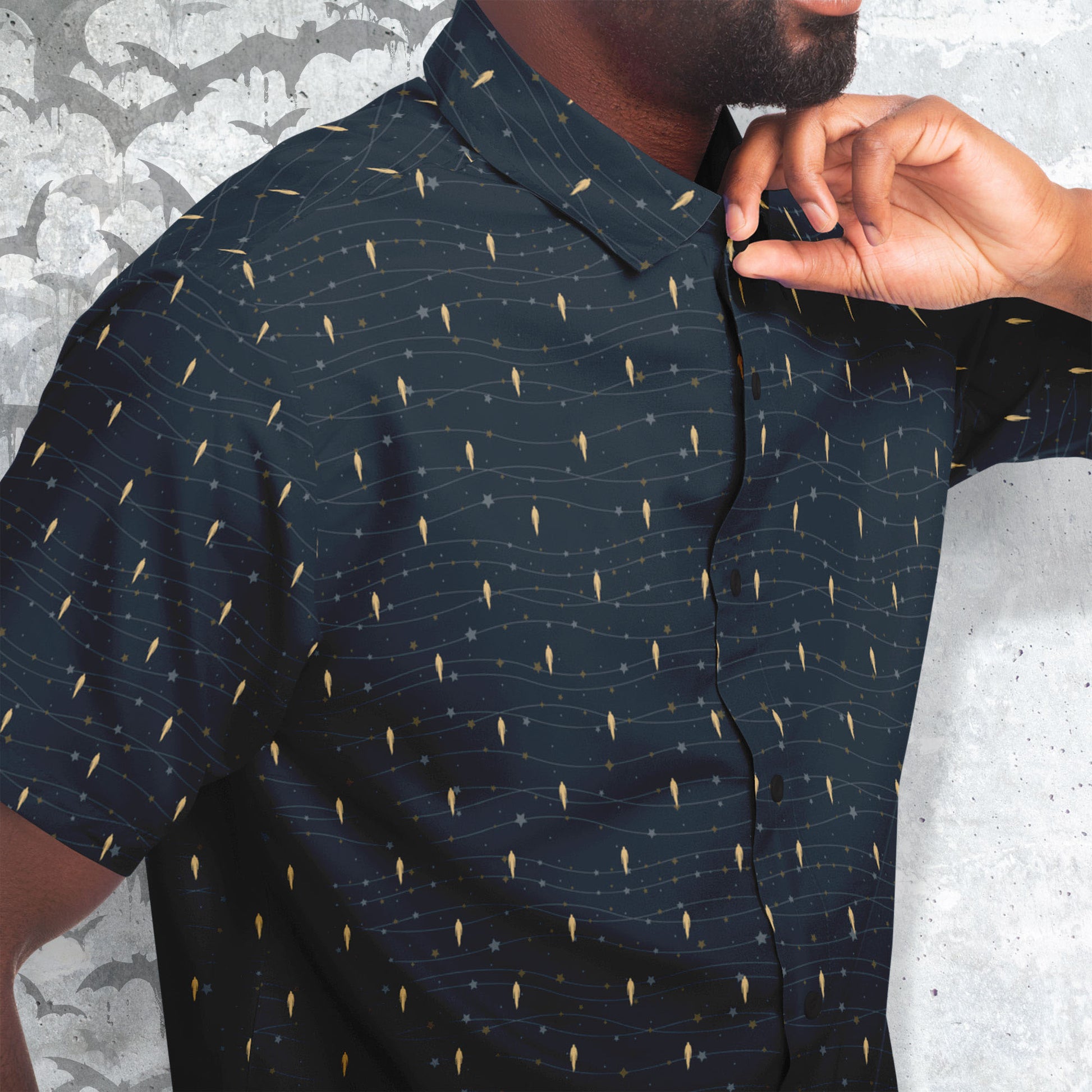 ufo abduction button-up shirt