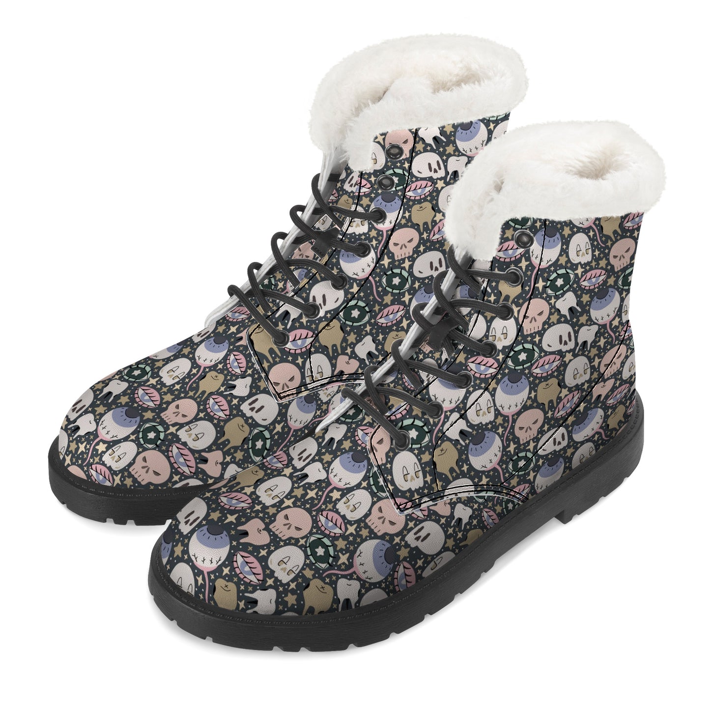 Spooky Faux Fur Synthetic Leather Boot