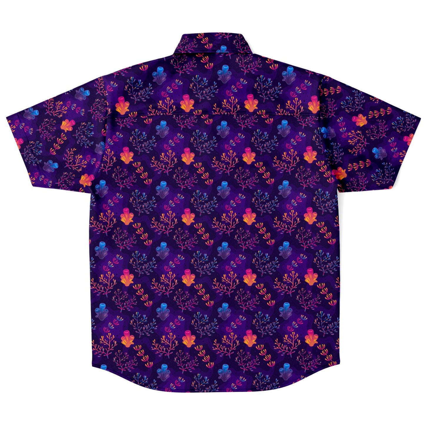 Colorful coral Short Sleeve Button-up Shirt