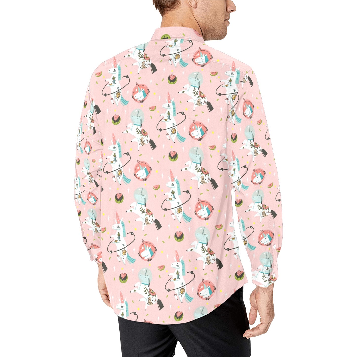 Happy Unicorn Shirt Men's All Over Print Long Sleeve Shirt
