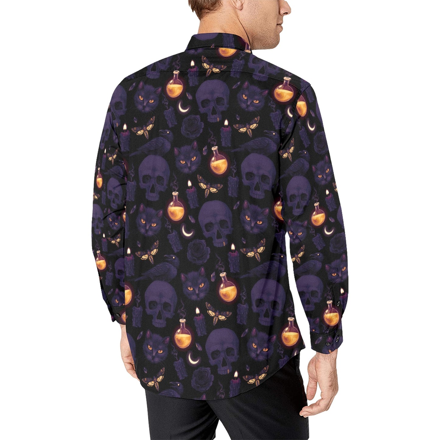 Black magic Men's All Over Print Long Sleeve Shirt (Without Pocket) (ModelT61)