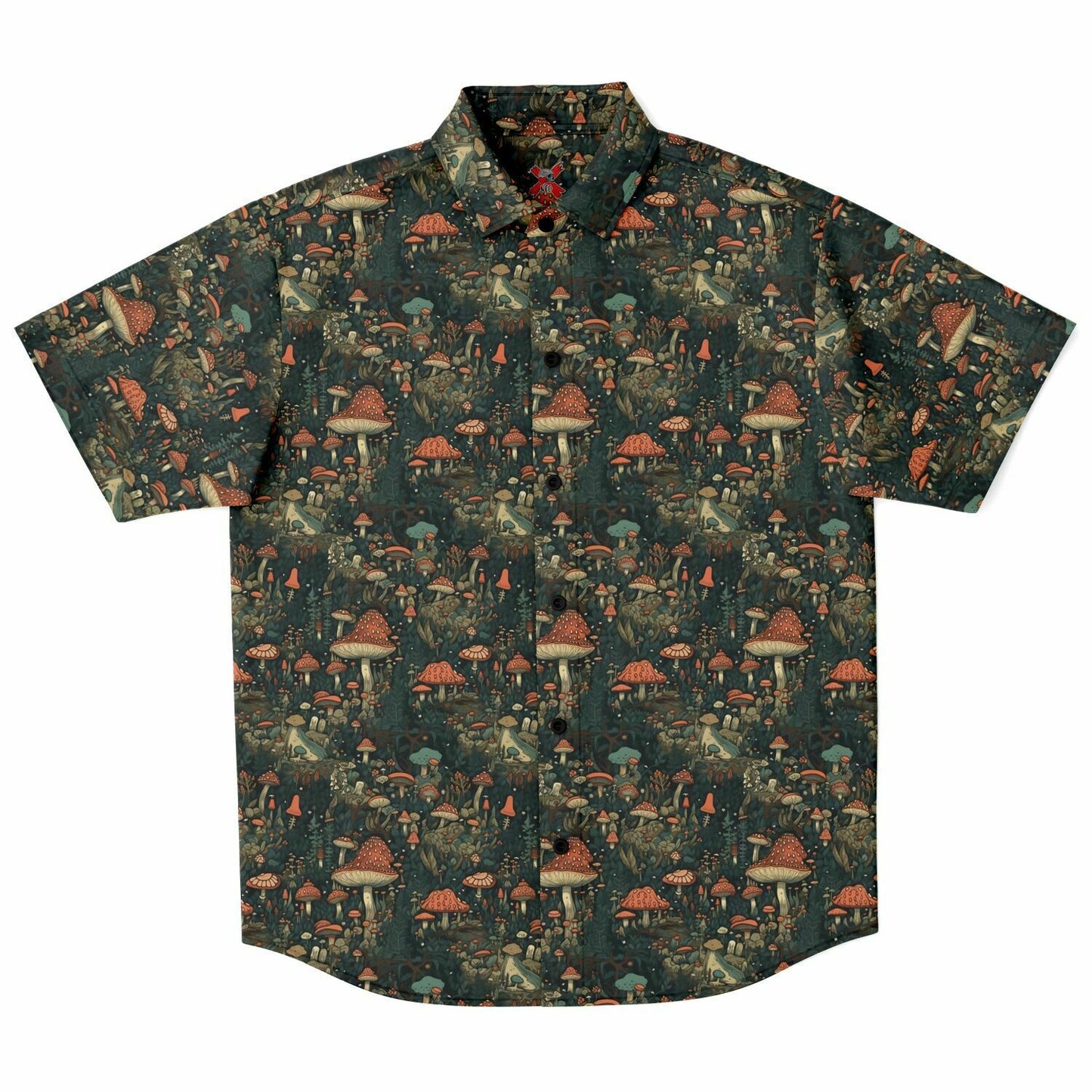 Scandinavian Forest Short Sleeve Button Down-up Shirt
