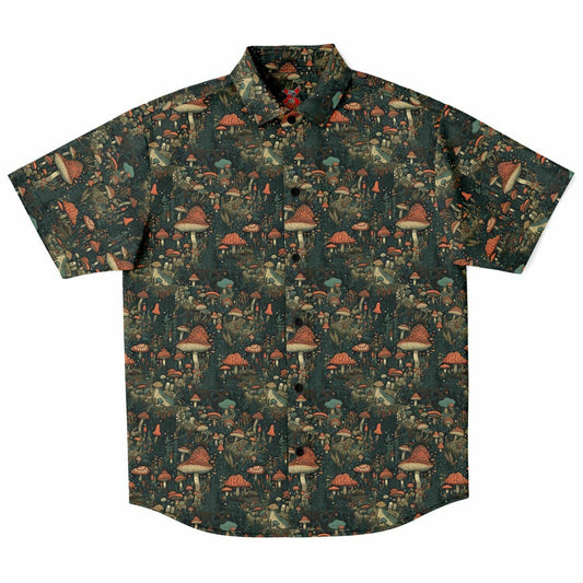 Scandinavian Forest Short Sleeve Button Down-up Shirt