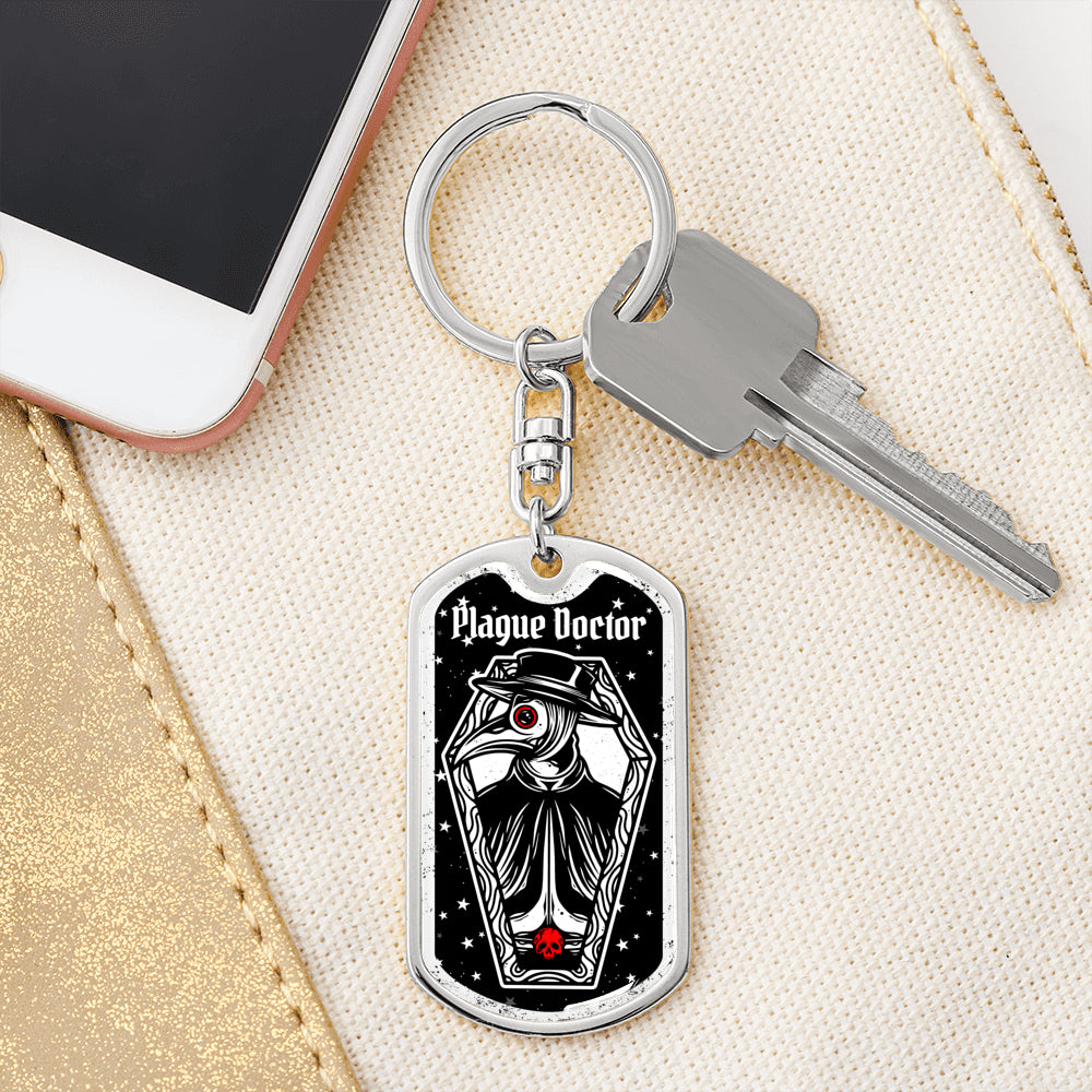 Victorian Plague Doctor Dog Tag Keychain - NeoSkull