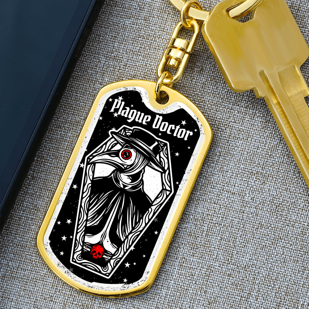 Victorian Plague Doctor Dog Tag Keychain - NeoSkull