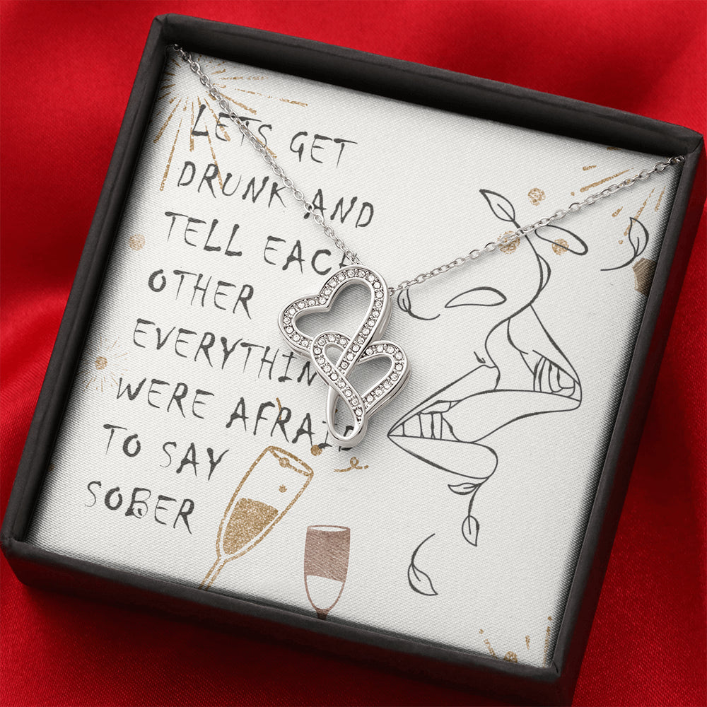 Lets get drunk together Couple Hearts Necklace
