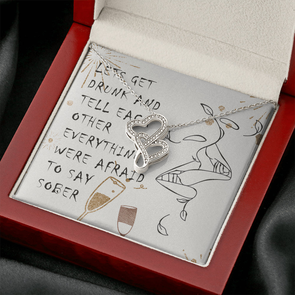 Lets get drunk together Couple Hearts Necklace