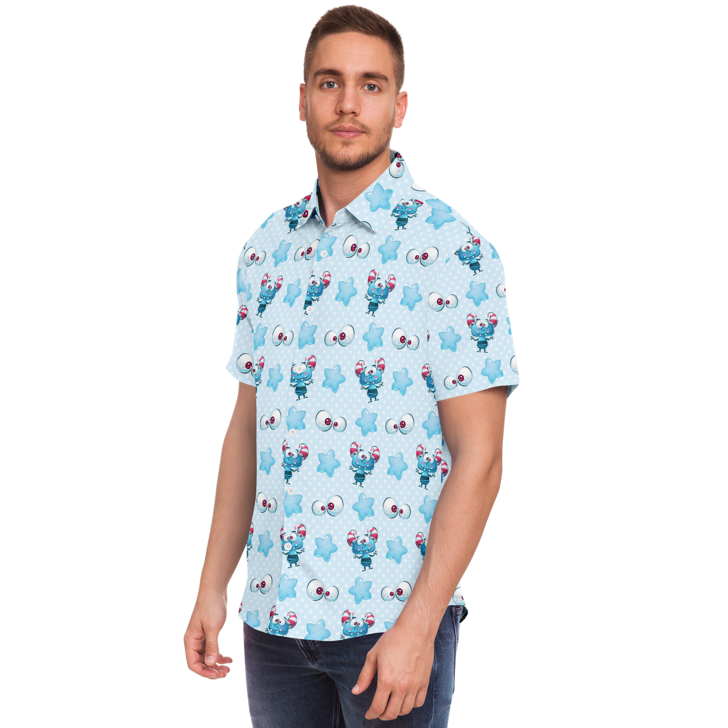 Little Monster short sleeve button down shirt