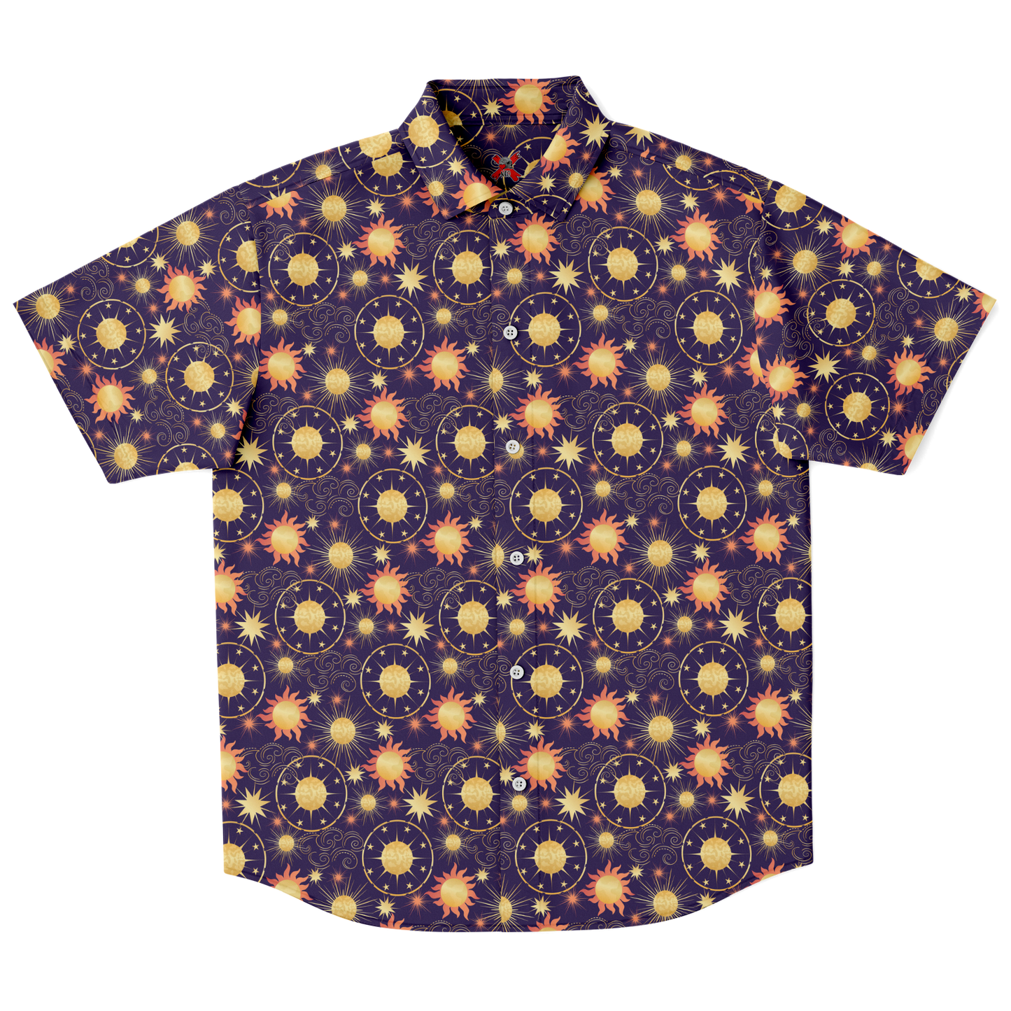 Sun and Planet short sleeve-up shirt