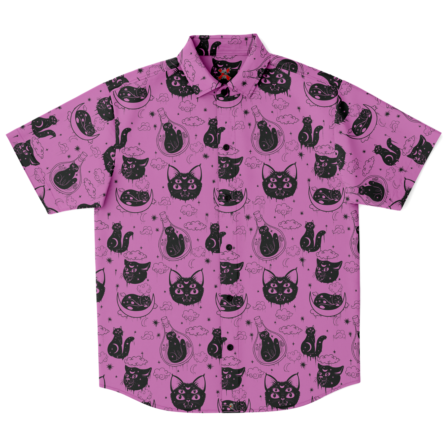 Witchy cat button down shirt