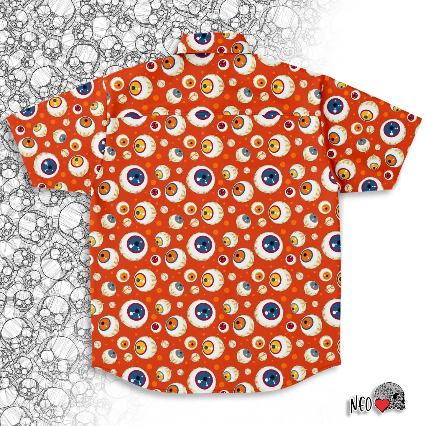 Halloween short sleeve button down shirt
