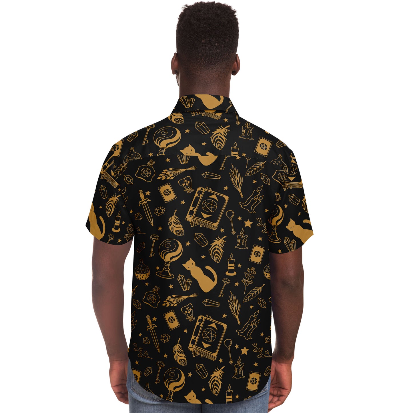 My Magic things short sleeve button down shirt