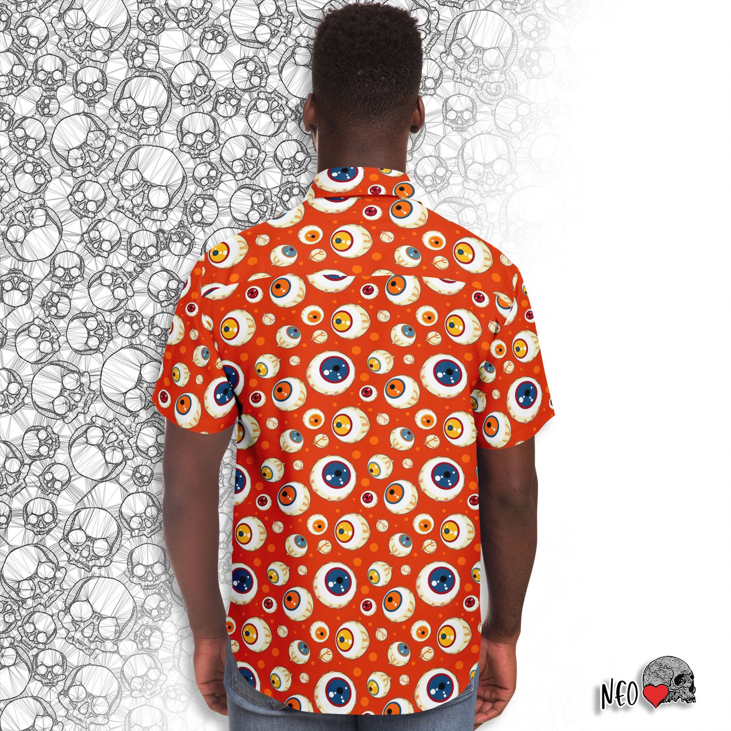 horror art short sleeve button down shirt