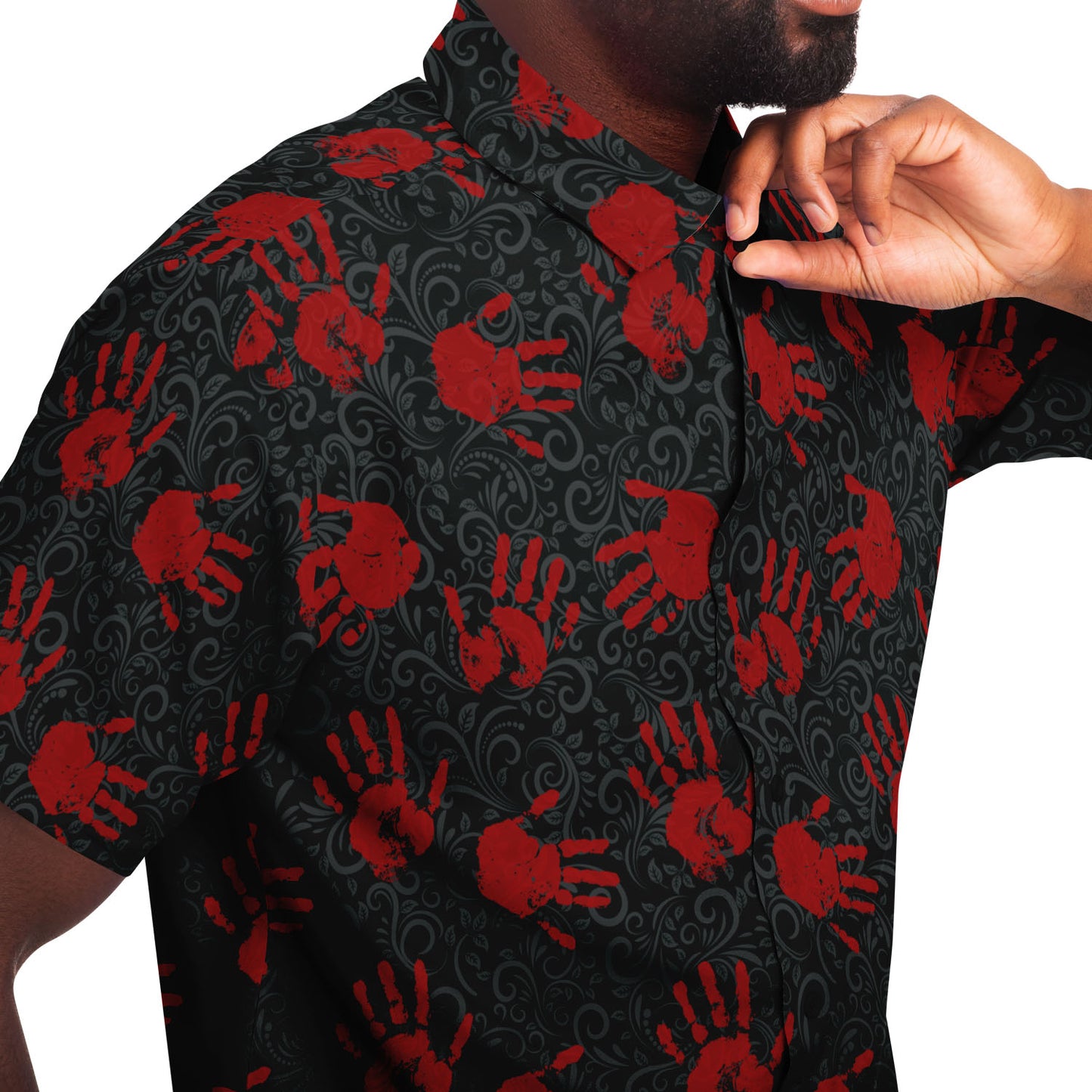 bloody short sleeve button down shirt
