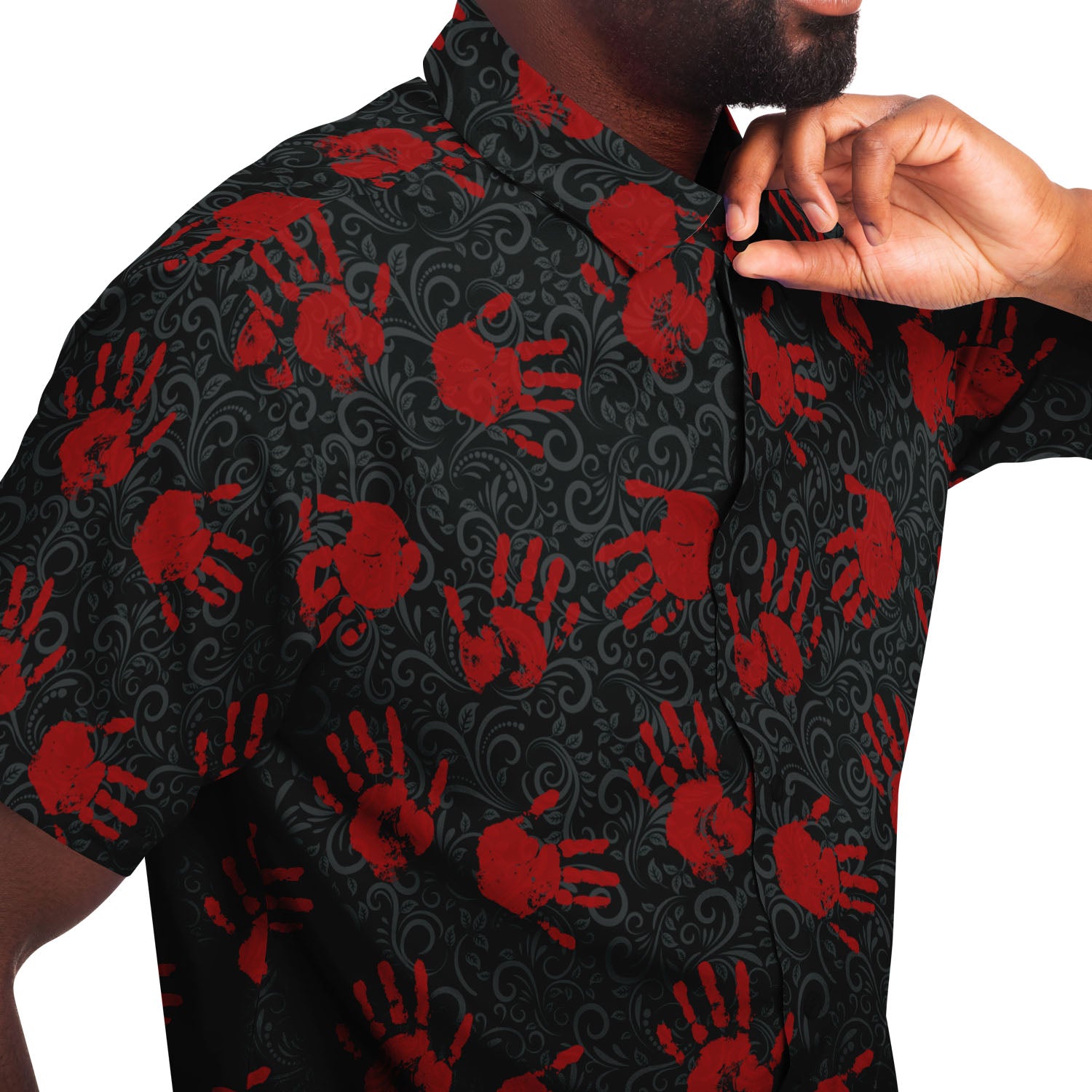 bloody short sleeve button down shirt