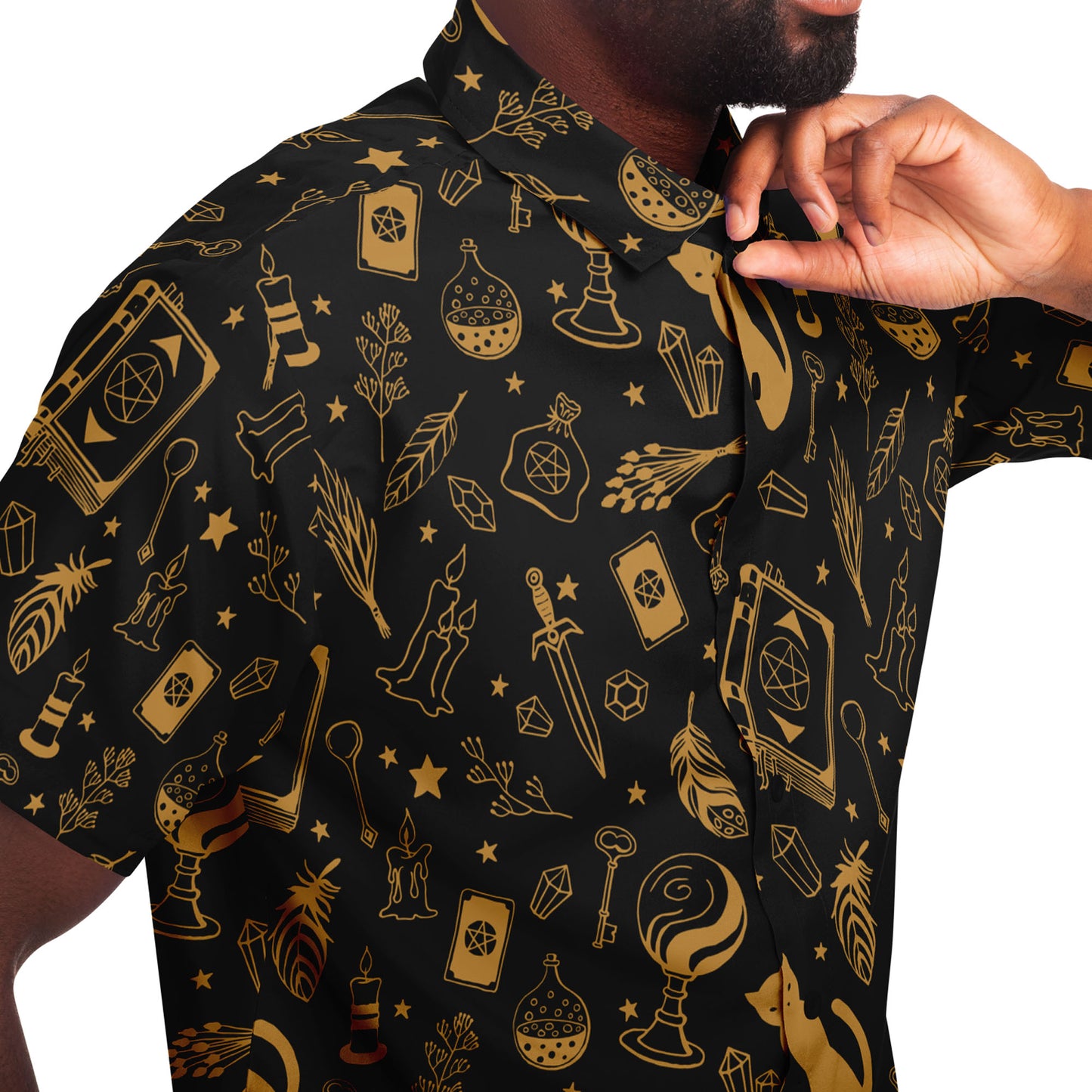 My Magic things short sleeve button down shirt
