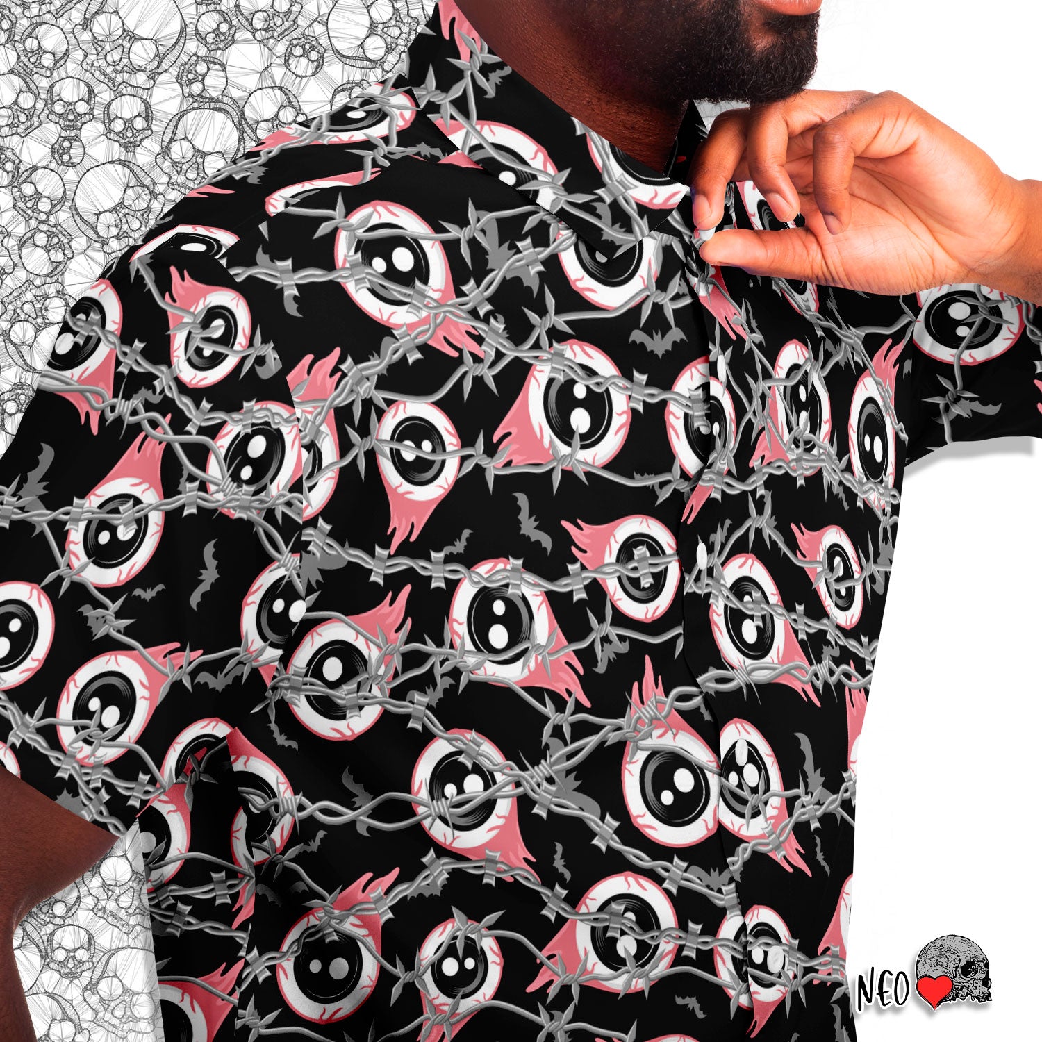 barbed wire goth button down shirt