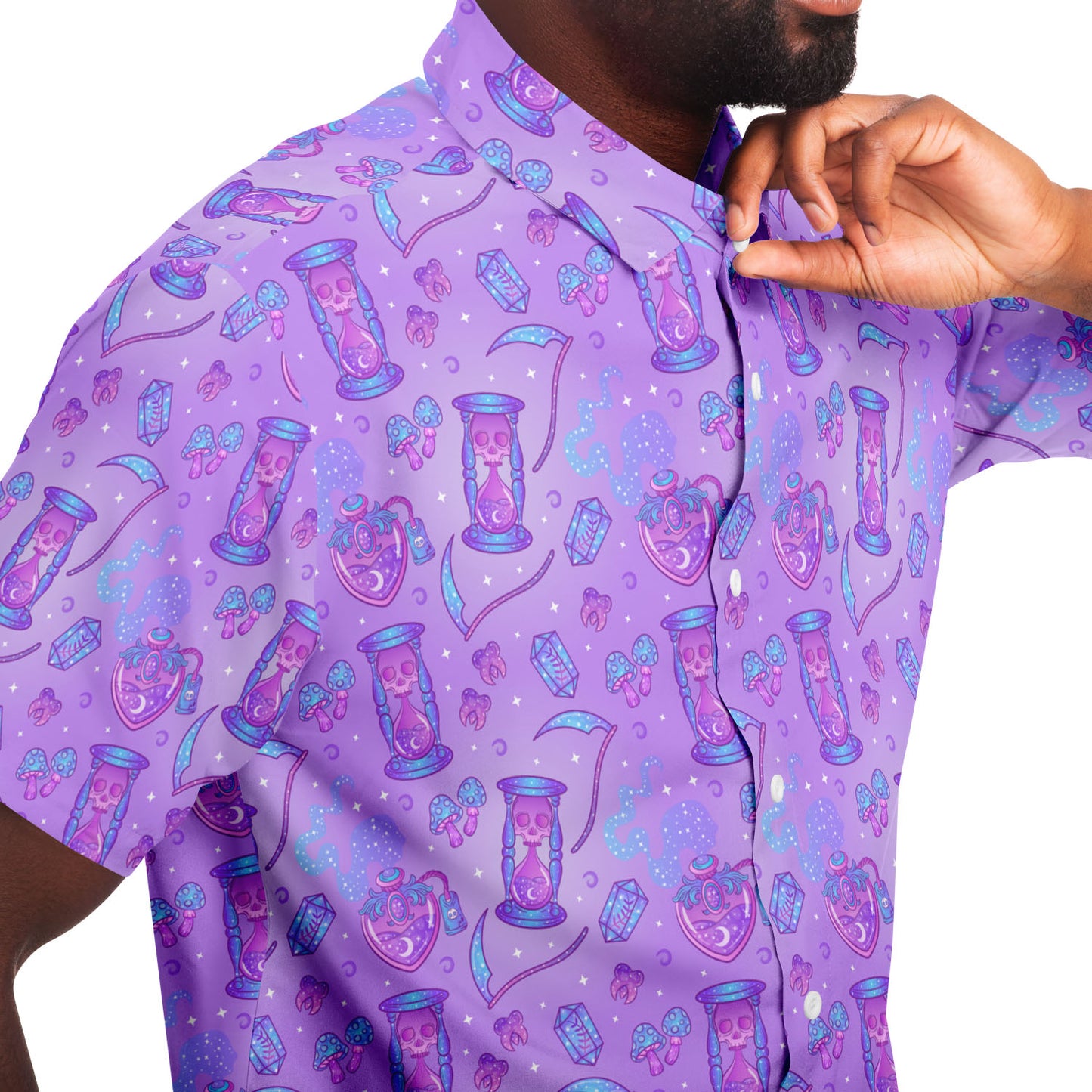 Neon Magic short sleeve button down shirt
