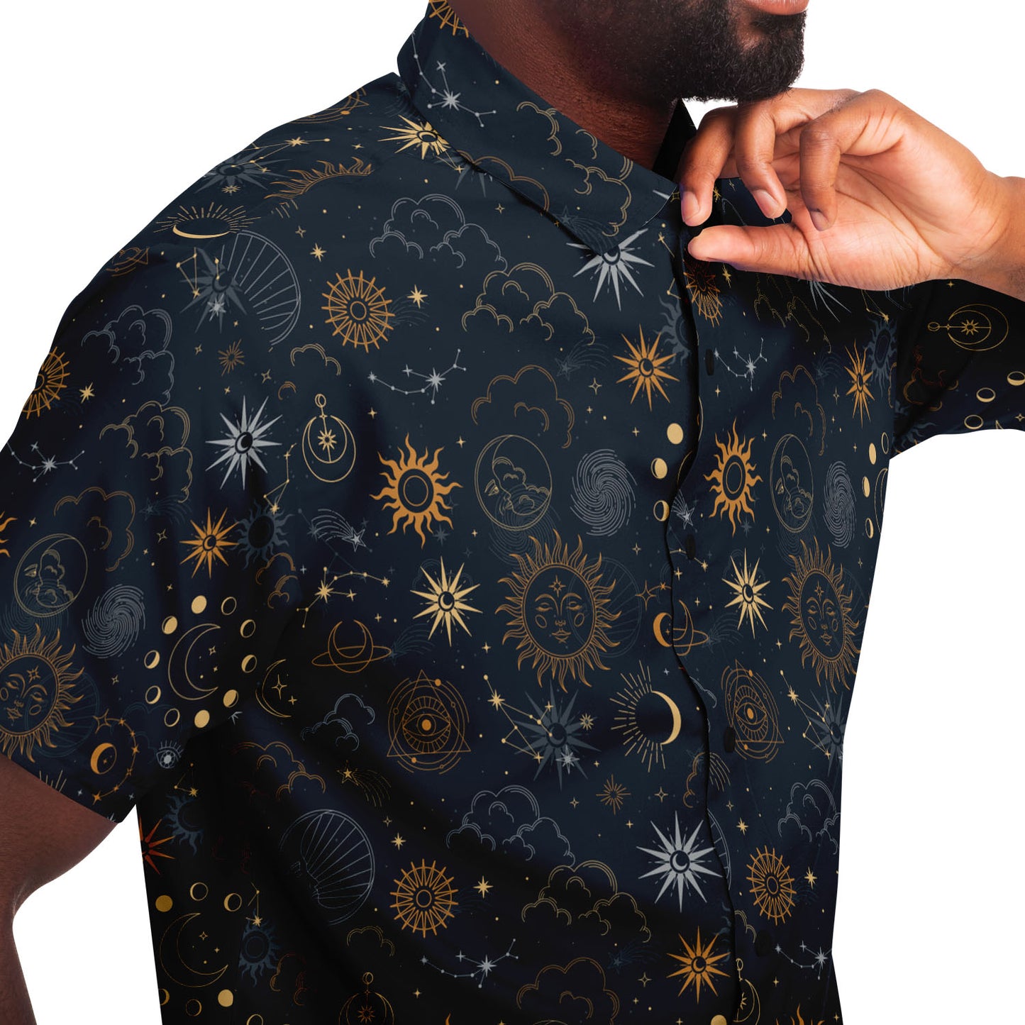 Celestial short sleeve button-up shirt