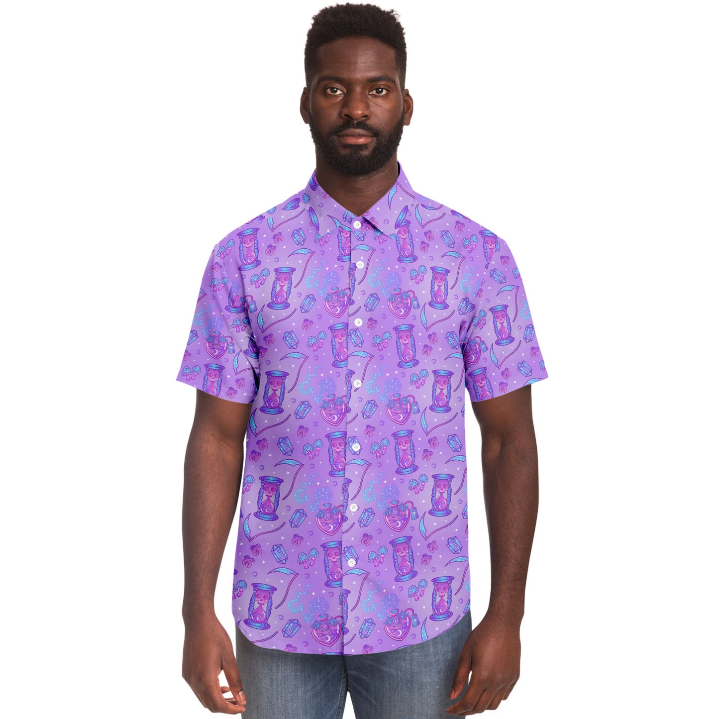 Neon Magic short sleeve button down shirt