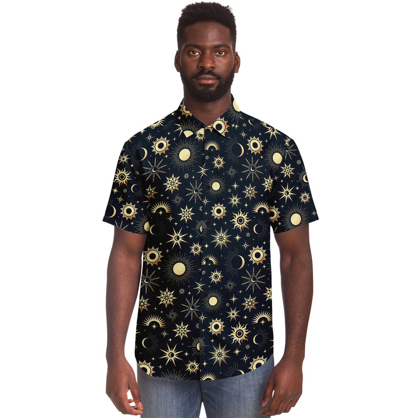 Sun And Moon short sleeve button down shirt