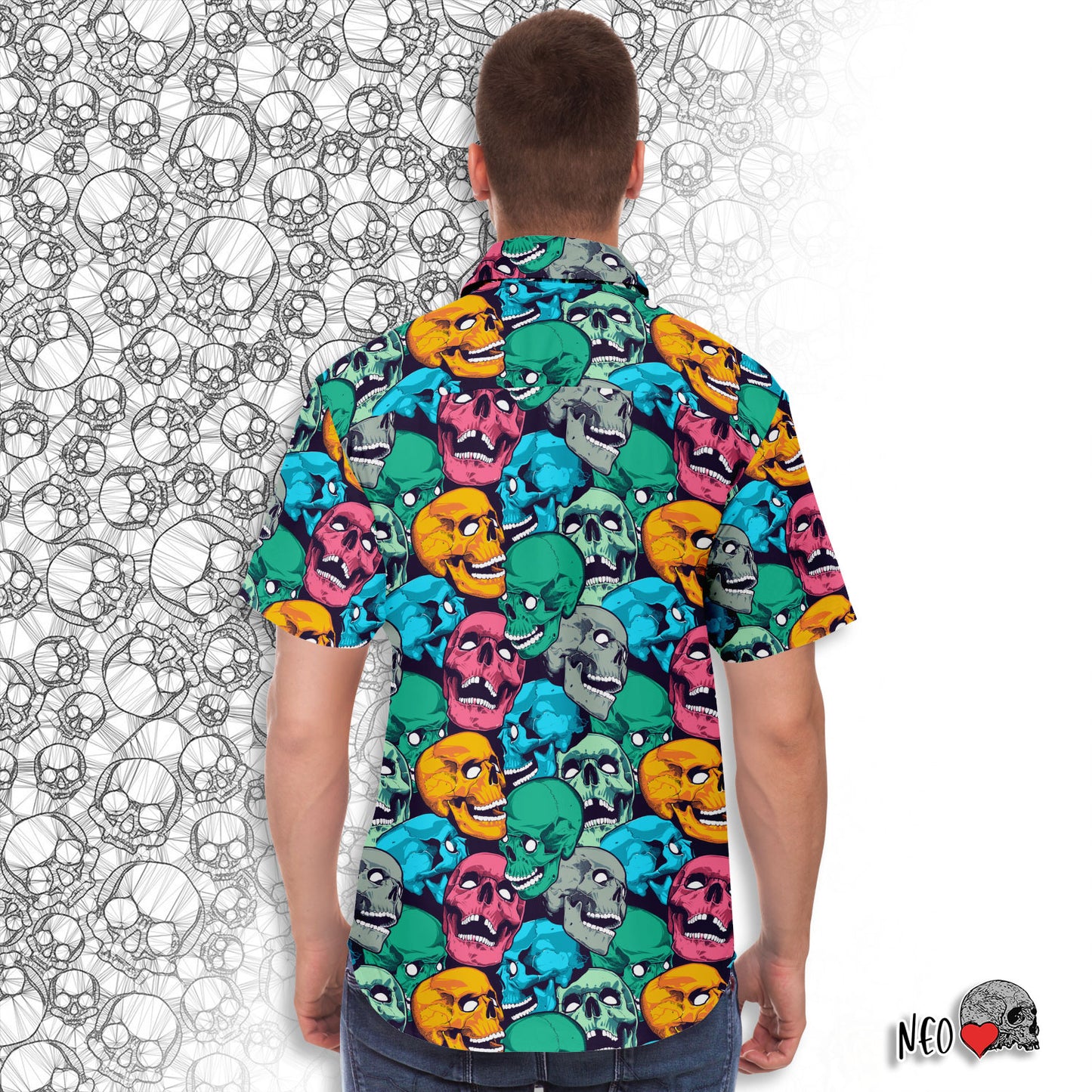 halloween short sleeve button down shirt