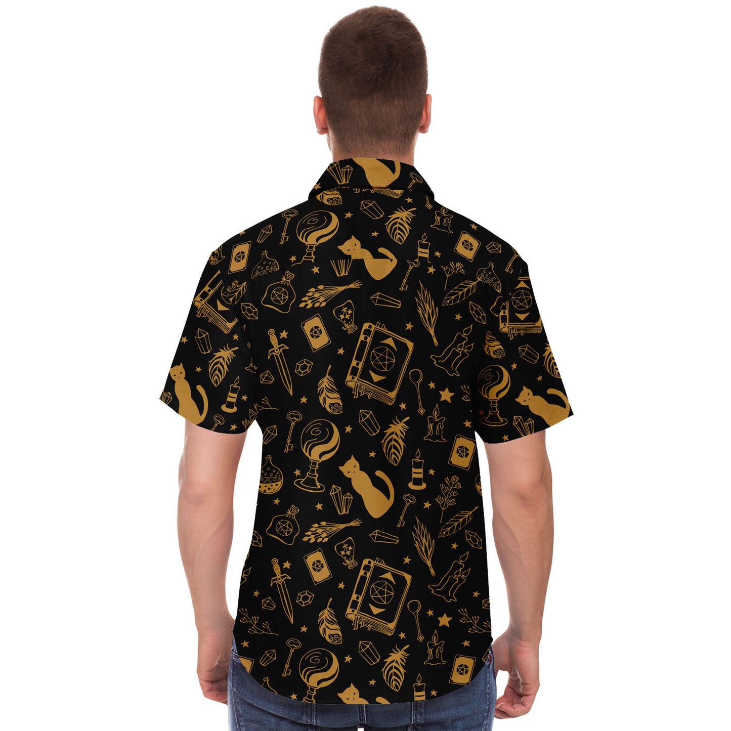 My Magic things short sleeve button down shirt