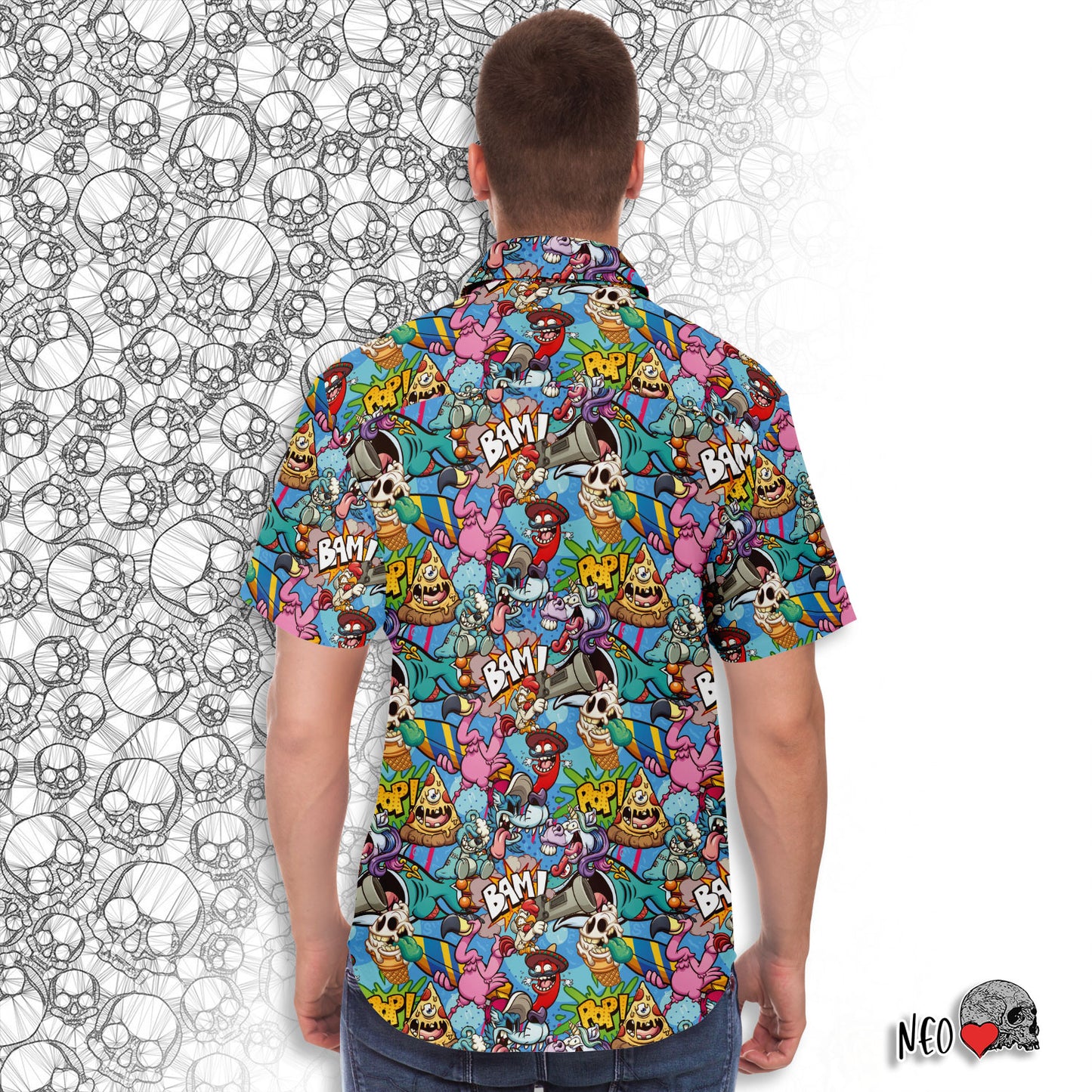 anime short sleeve button down shirt