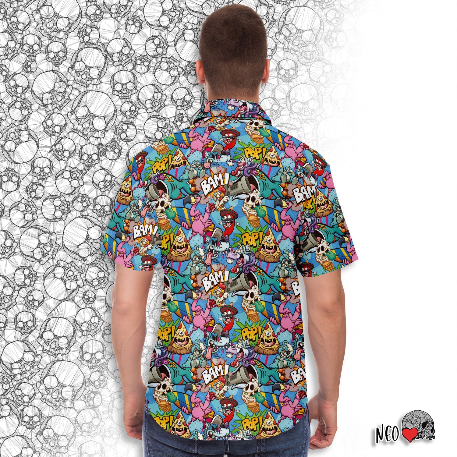 anime short sleeve button down shirt