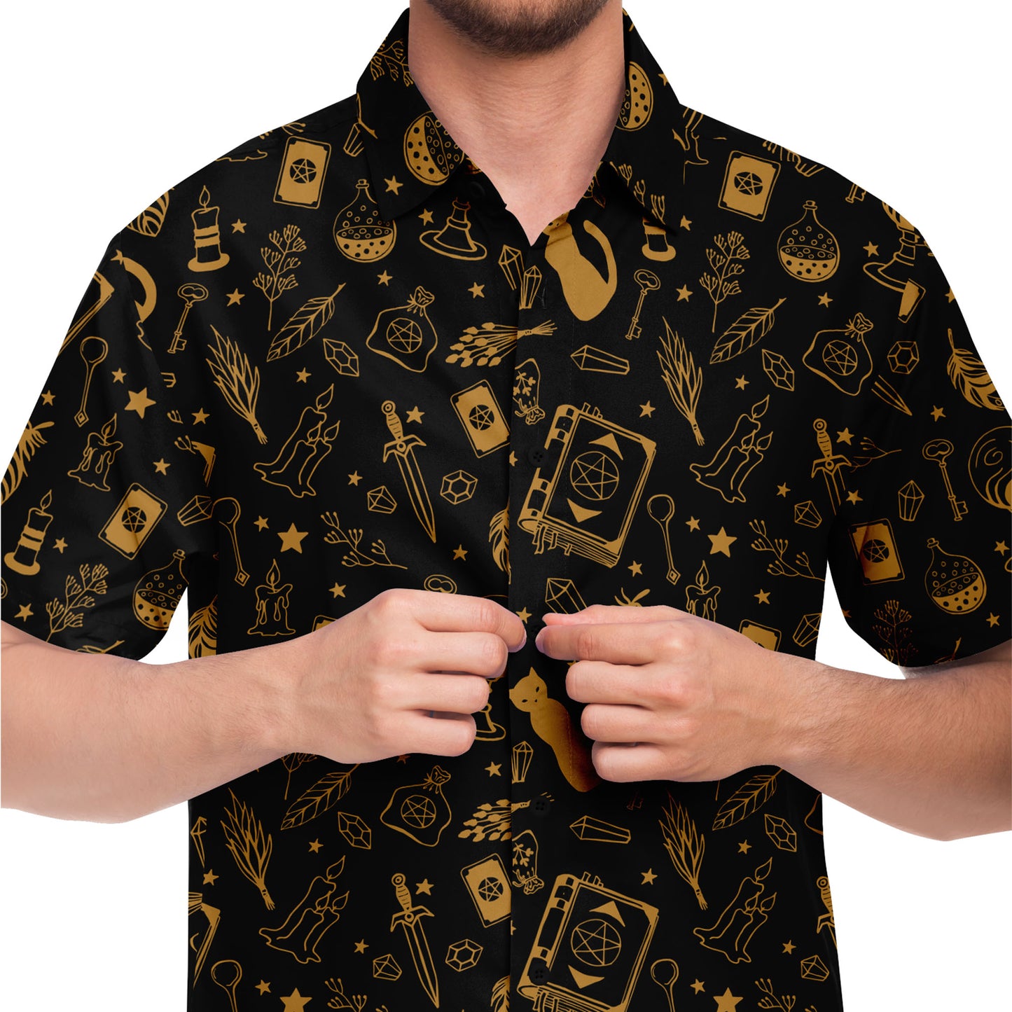 My Magic things short sleeve button down shirt