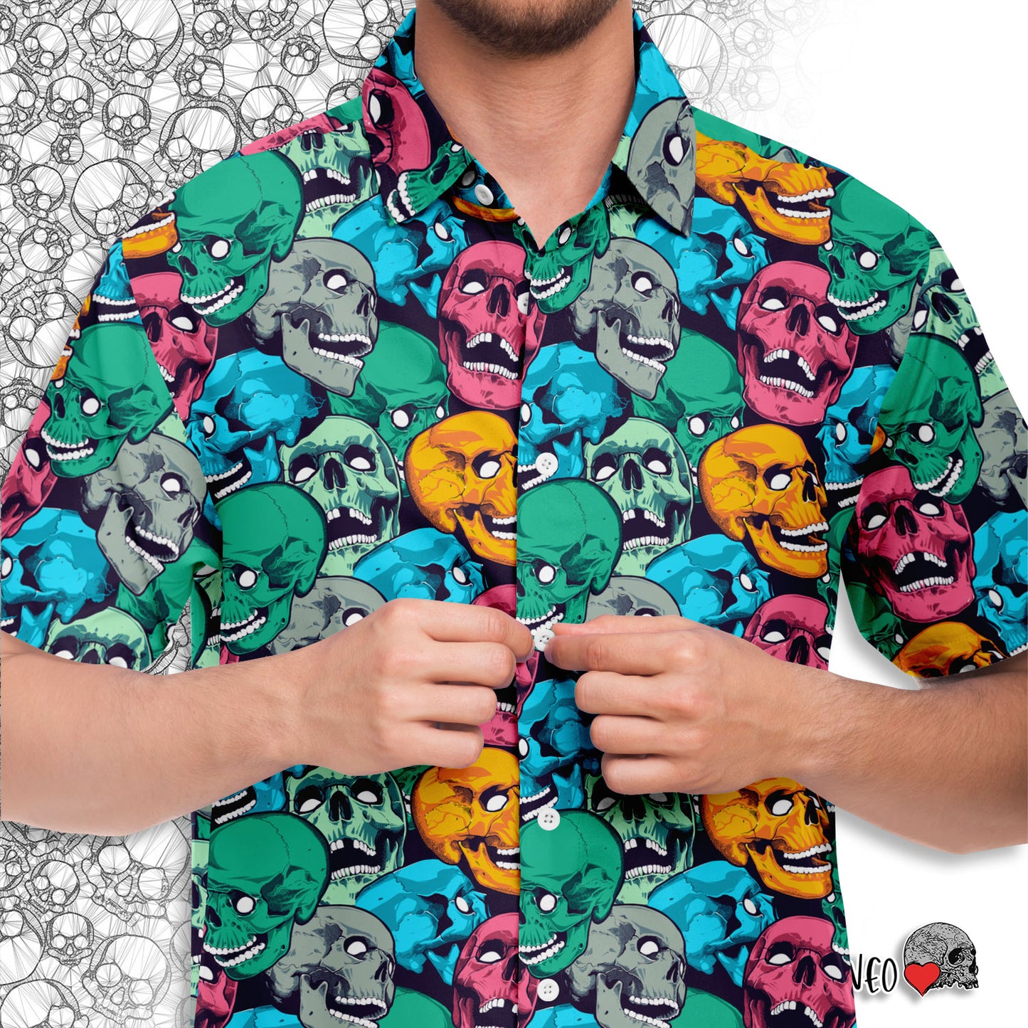 goth short sleeve button down shirt