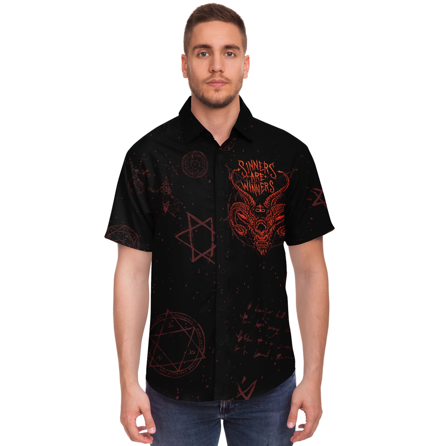 Sinners short sleeve button down shirt