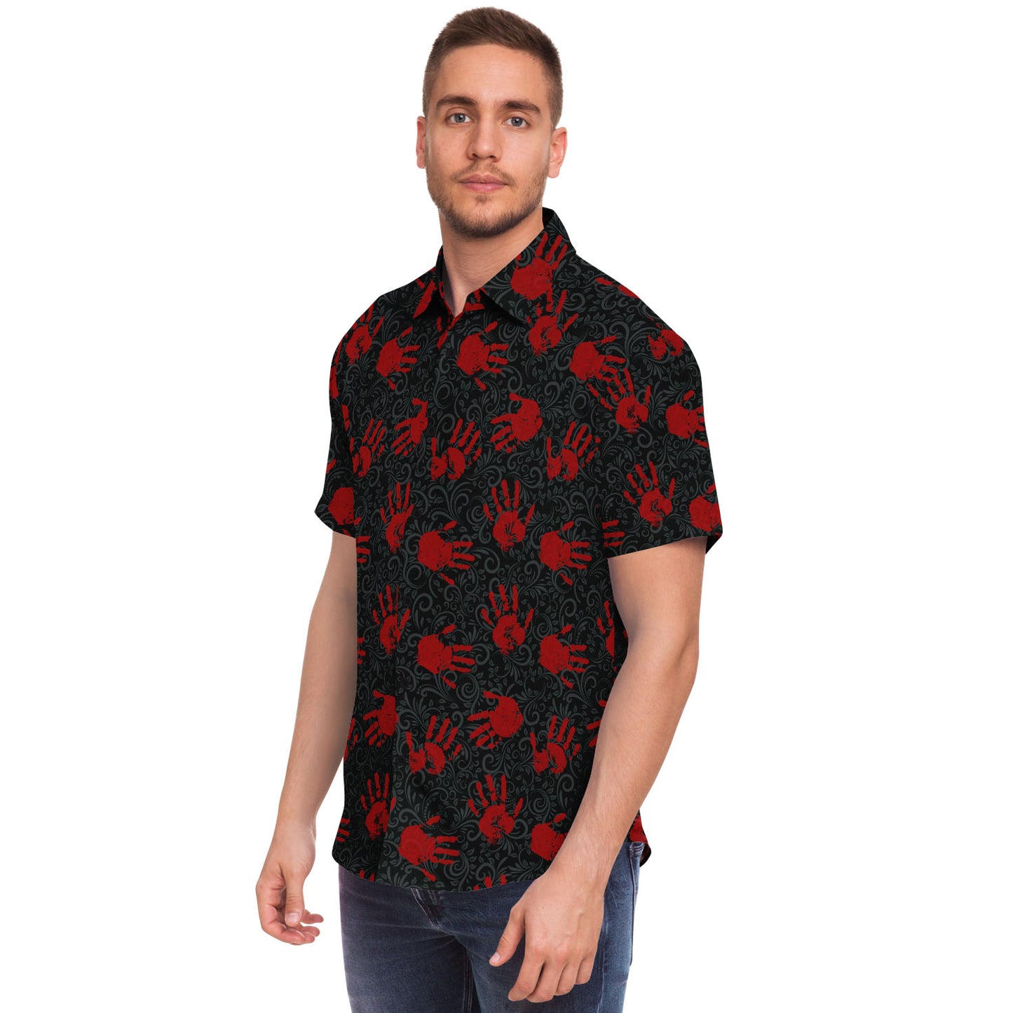 vampire short sleeve button down shirt
