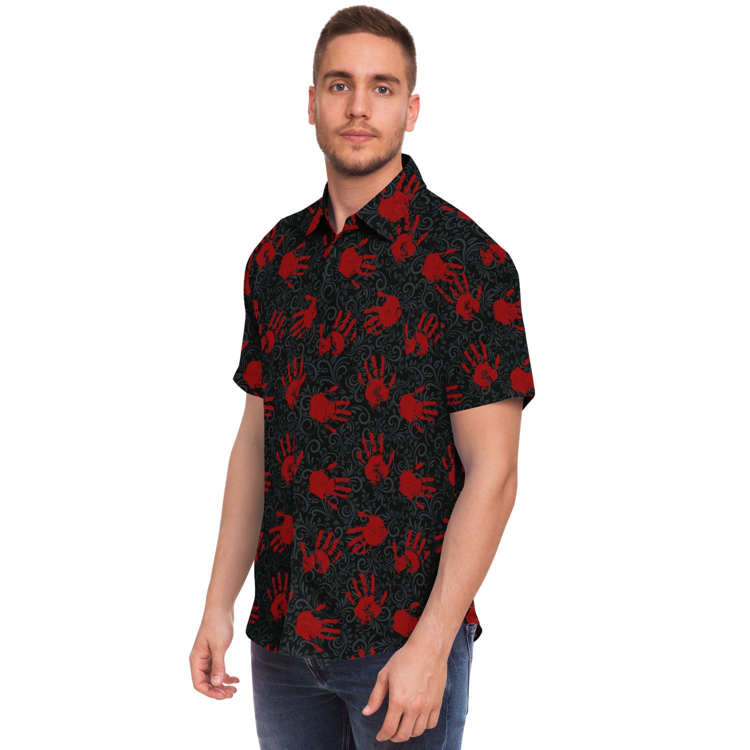 vampire short sleeve button down shirt