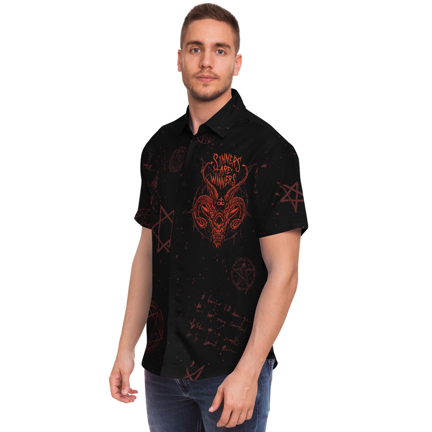 Sinners short sleeve button down shirt