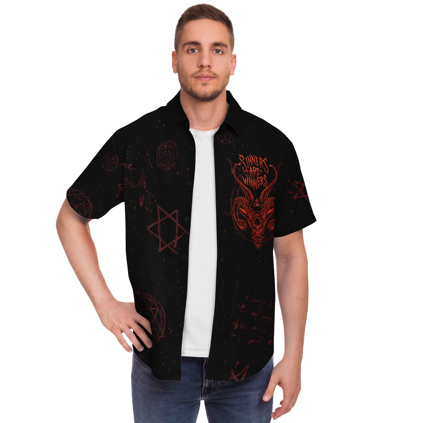 Sinners short sleeve button down shirt