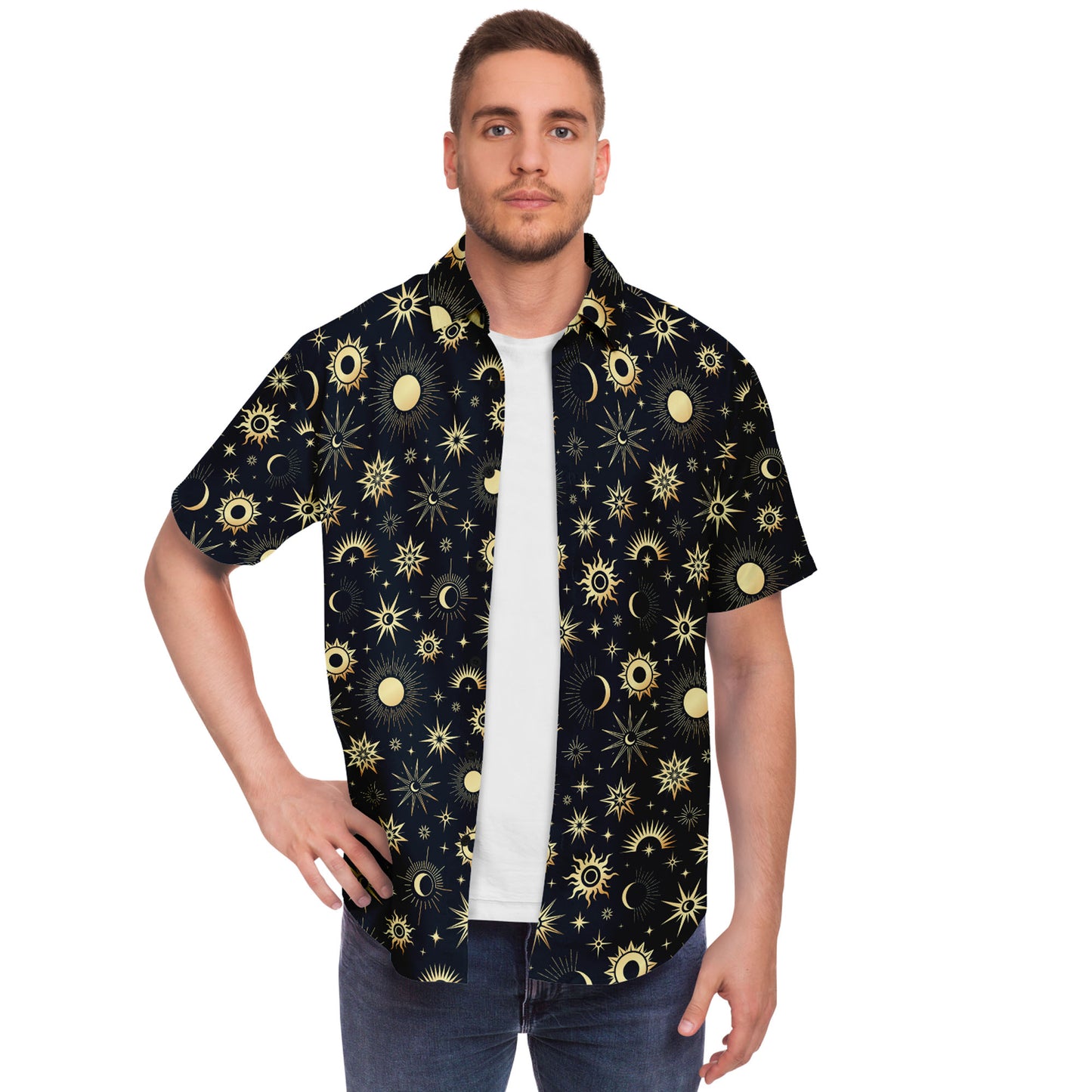 Sun And Moon short sleeve button down shirt