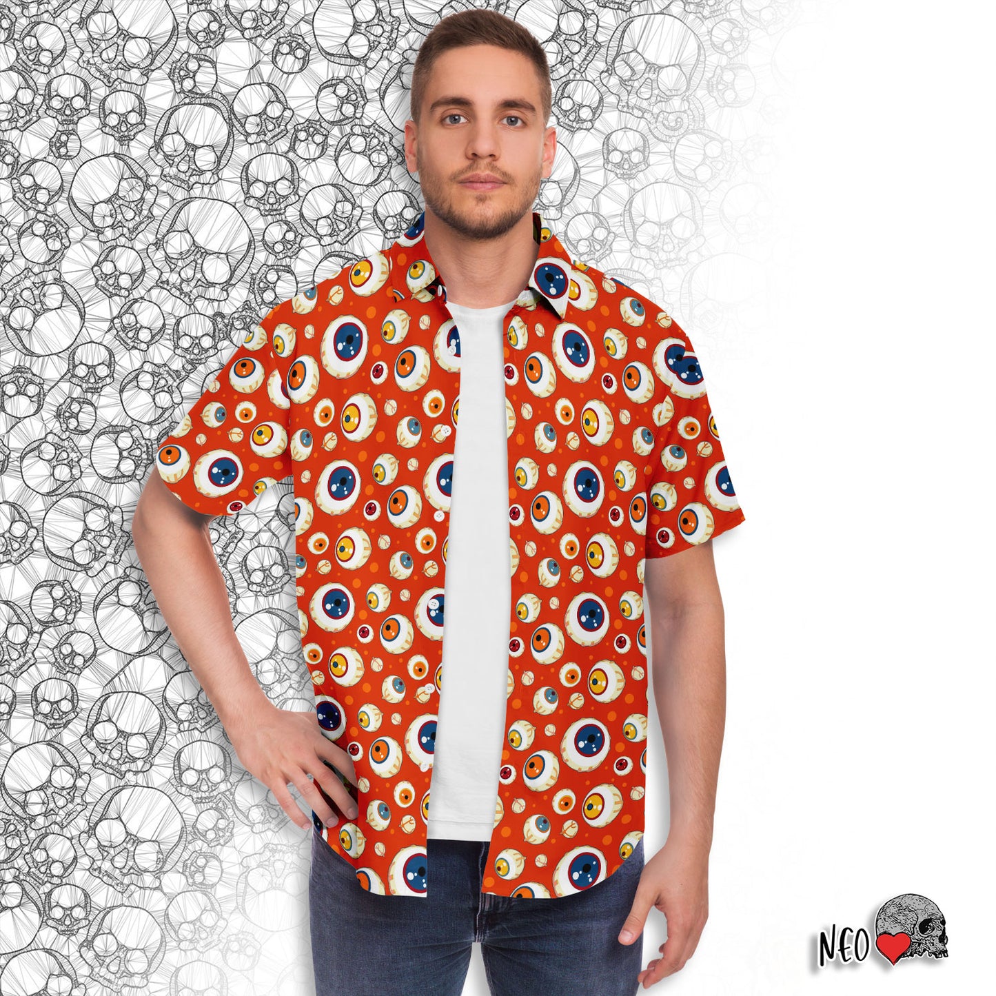 creepy short sleeve button down shirt