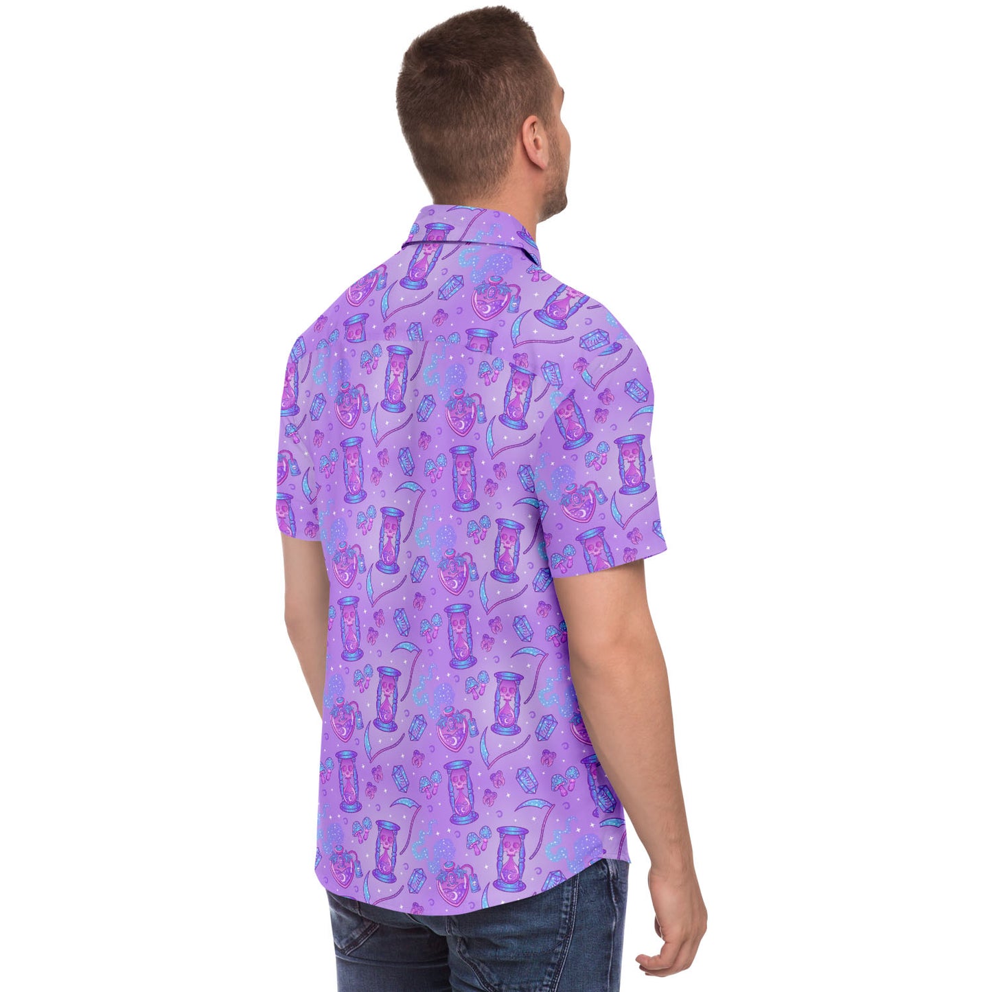 Neon Magic short sleeve button down shirt