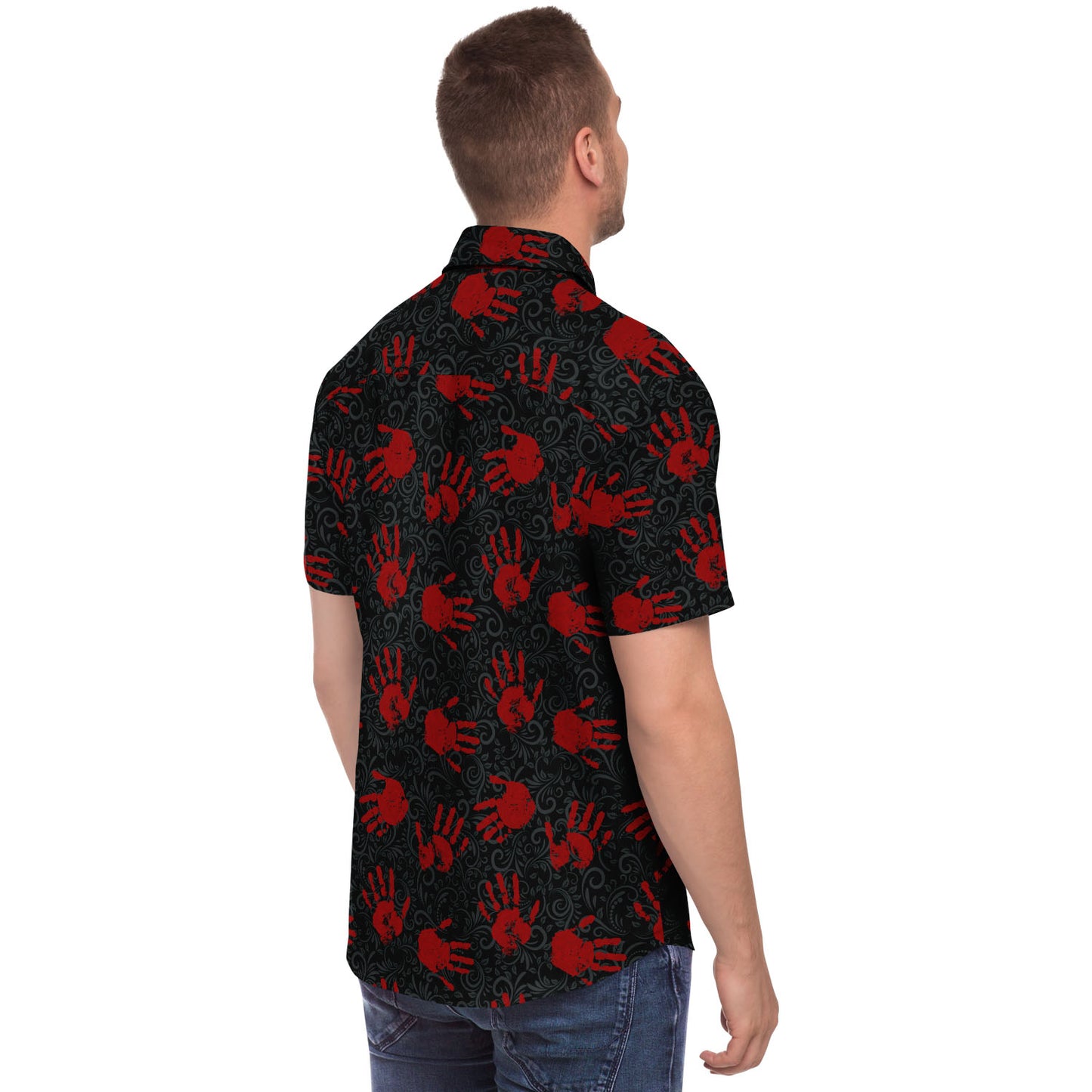 demonic short sleeve button down shirt